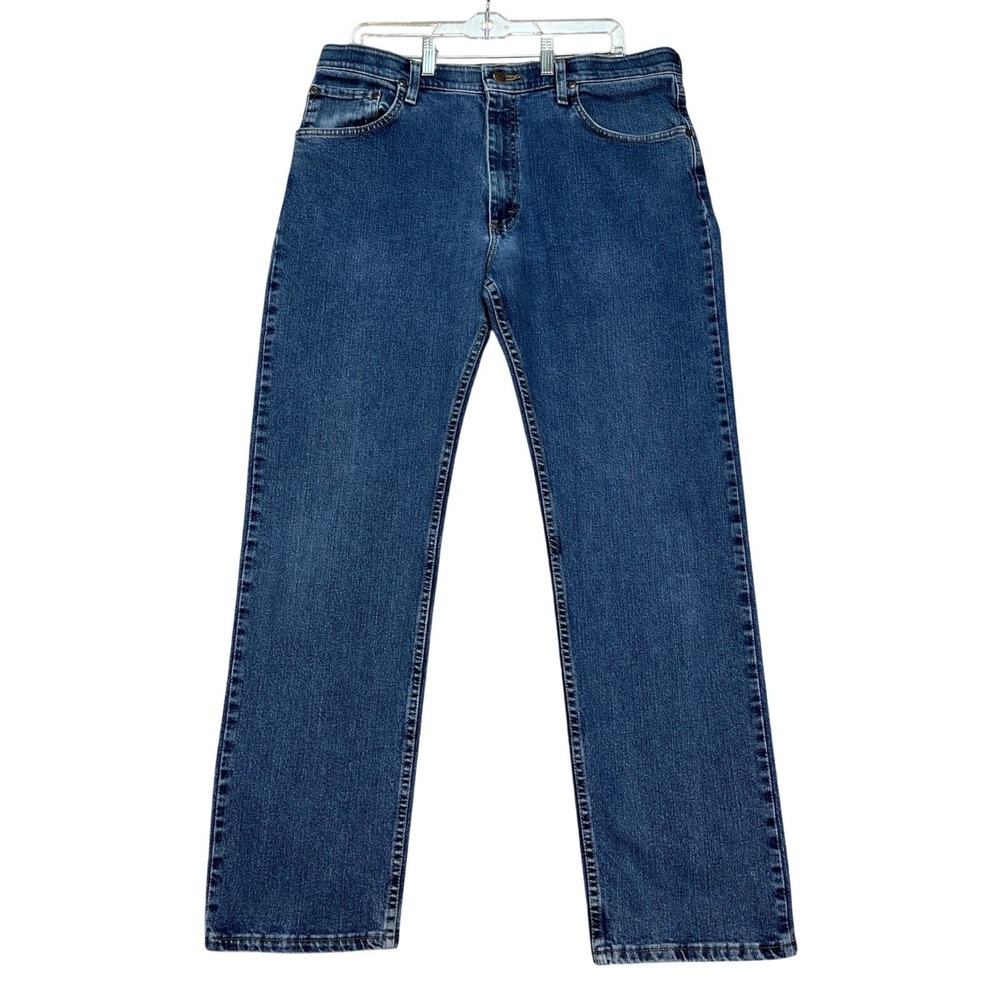 Wrangler Jeans Mens 36x32 Medium Wash 5 Pocket Straight Leg Stretch Denim Twill